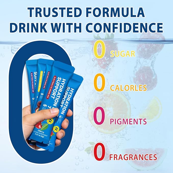 Electrolytes Powder Packets, Hydration Powder Drink Mix - 7 Essential Electrolytes, 5 Vitamins for Hydration & Nutrients Replenishment, Vitality Support, Sugar Free - 24 Packets/6 Flavors