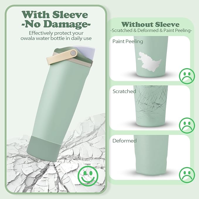 2PCS Silicone Boots for Owala 30oz & 40oz FreeSip Sway Bottles & Tumblers – Non-Slip, Scratch-Resistant, Stability Enhancer for Owala Accessories (Eucalyptus Green)