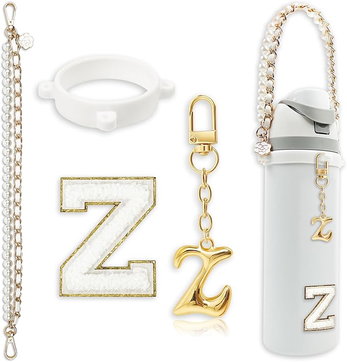 Letter Handle Strap Accessories with Cute Initial Charm Compatible with Owala Water Bottle 24oz 32oz 40oz Owala Kids