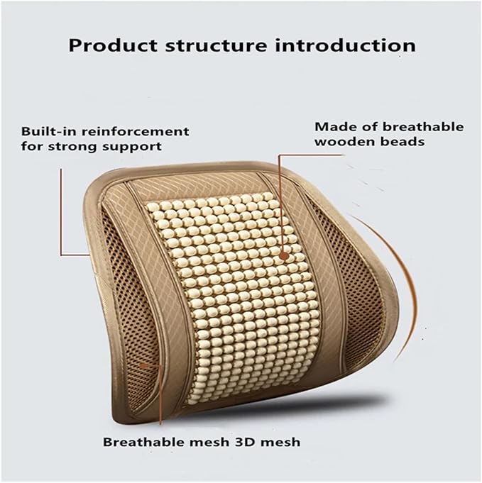 TOMSE Car Seat Chair Back Cushion for BMW X3 G01 2019 2020 2021 2022 2023 2024, Wooden Beads Ventilate Mesh Lumbar Brace Strong Durable Relieve Fatigue Summer Interior Accessories,C-Backrest