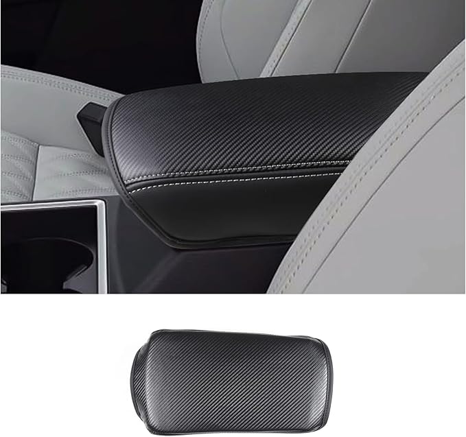 Center Console Armrest Cover Compatible with Mitsubishi Outlander 2022 2023 2024, Waterproof Armrest Arm Rest Cap Trim, Leather Center Console Lid Cushion Pad (Black)