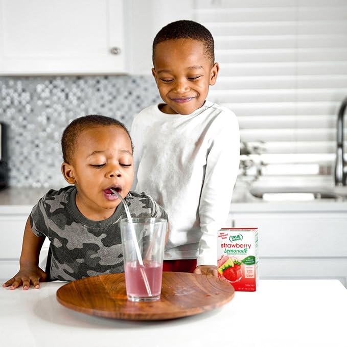 True Citrus True Lemon Strawberry Lemonade Drink Mix, Made from Real Lemons, Low Calorie, Low Sugar, Lemonade Drink Mix, 1.06 oz, 10 Count (Pack of 24)
