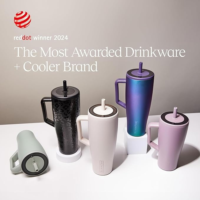 BrüMate Era 40 oz Tumbler with Handle and Straw | 100% Leakproof Insulated Water Bottle Tumbler with Lid & Flexible SoftSip Straw | Made of Stainless Steel | Cup Holder Friendly | 40oz (Violet Crush)