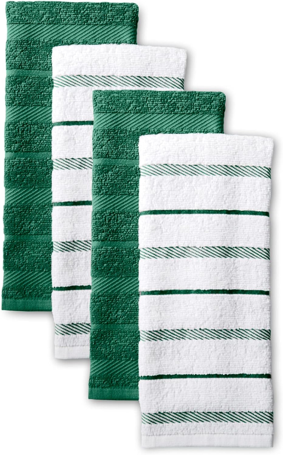 KitchenAid Albany Kitchen Towel 4-Pack Set, Milkshake Tan/White, 16"x26"