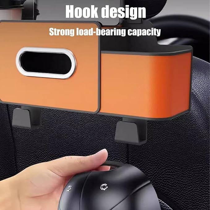 3-in-1 Car Headrest Backseat Organizer, 3-in-1 Car Backseat Organizer, Multifunctional Car Seat Storage Box for Travel, Road Trips, and Daily Use – Universal Fit for All Cars (Coffee)