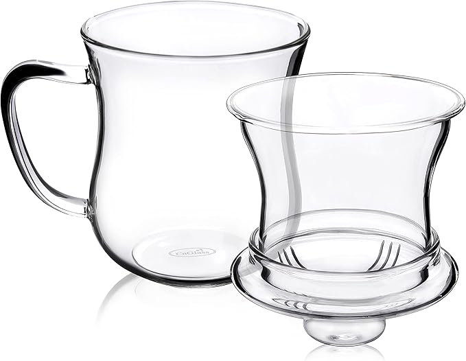 CNGLASS Glass Tea Cup with Removable Infuser and Lid,10oz Thickened Glass Infuser Mug,Borosilicate Glass Mug for Loose Leaf Tea,Teabags