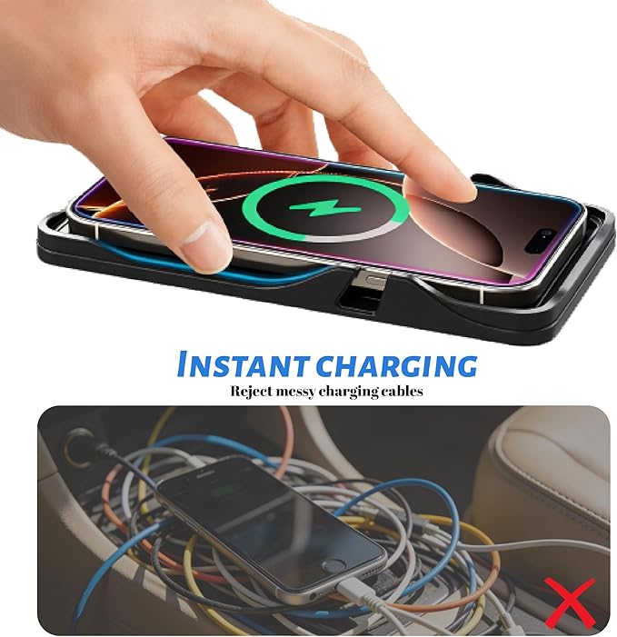 Non Slip Wireless Charger Mat for Mazda CX-5 2013-2025, Type-C/USB Car Wireless Charger Non-Slip Phone Charging Wireless Car Charger,A-USB