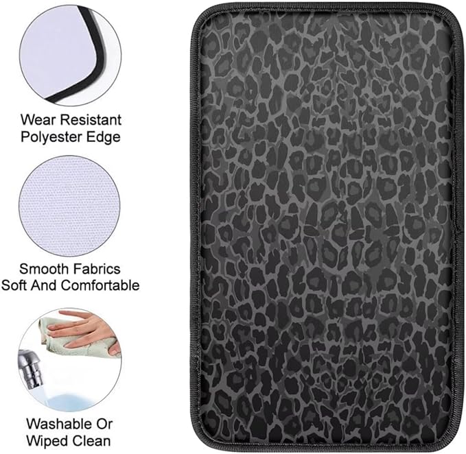 Black Wild Cheetah Print Center Console Cover,Universal Armrest Cover for SUV Truck