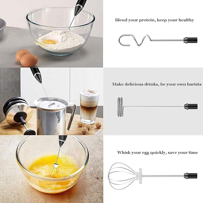Milk Frother Handheld USB Rechargeable LCD Electric Milk Frother Adjustable 3 Speeds Hand Milk Foam Maker Mini Blender Drink Mixer for Bulletproof Coffee, Hot Chocolate, Matcha, Frappe, Egg Whisks