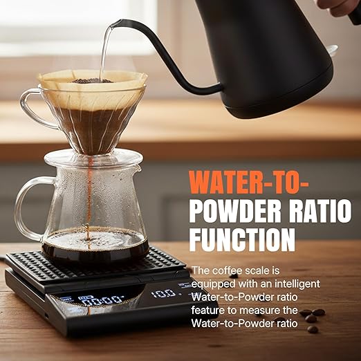 Wigearss Coffee Scale with Timer, 5kg/0.1g Accuracy, Rechargeable, Digital Precision for Espresso & Pour-Over Brewing, Digital Kitchen Scale with Auto Tare, Lit LCD Display and Silicone Cover - Black