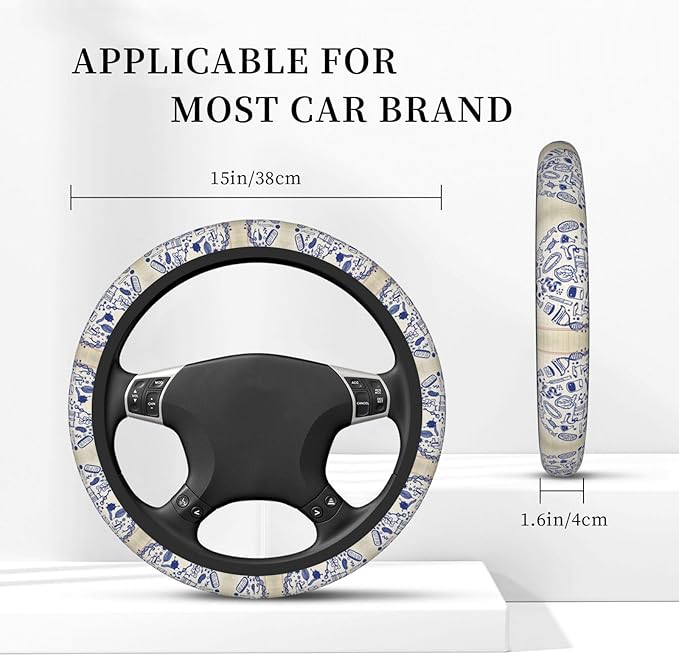 Neoprene Steering Wheel Cover Biology Drawings in Heart Car Steering Wheel Cover Universal Fit for Most Cars
