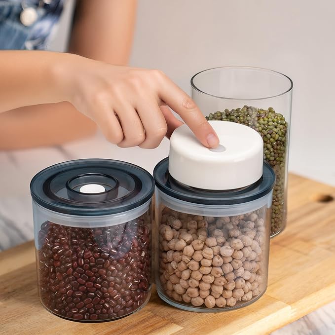 SealVax® Vacuum Coffee Canister Set – 19oz*2 & 32oz*2 Borosilicate Glass Jars with Airtight Lids + Electric Vacuum Sealer for Coffee Beans, Tea & Food Storage.