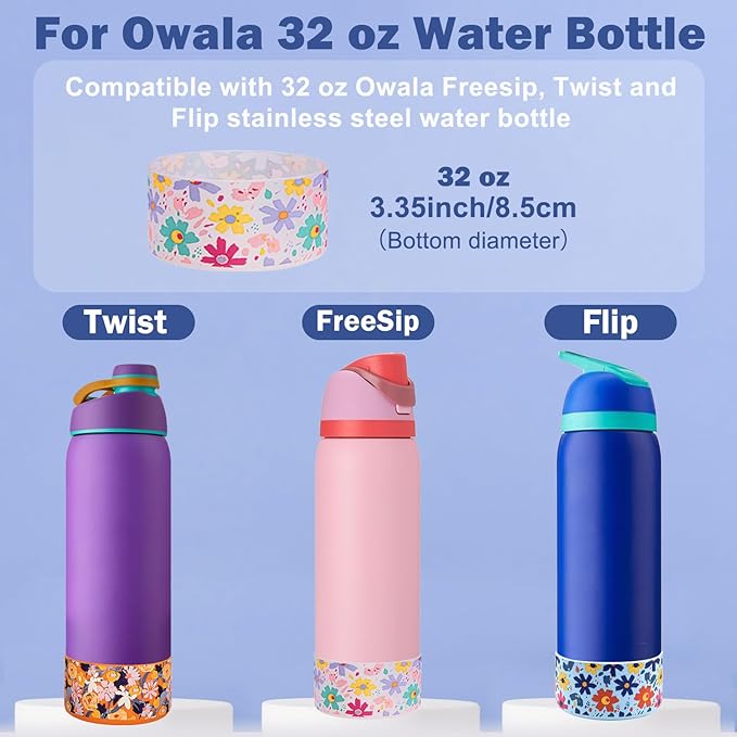 HEYSKAY 2PCS Silicone Boot for Owala Flask Water Bottle Anti-Slip Protective Sleeve for Owala Twist,FreeSip and Flip Stainless Steel Water Bottle BPA-Free Boot Bottom Base