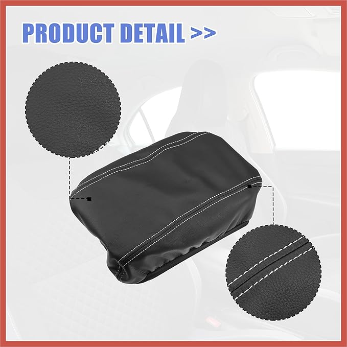 ACROPIX Car Center Console Armrest Cover for Hyundai Tucson 2016-2021 Faux Leather Interior Arm Rest Cover Elbow Cushion Pad Black Gray Stitches Car Parts