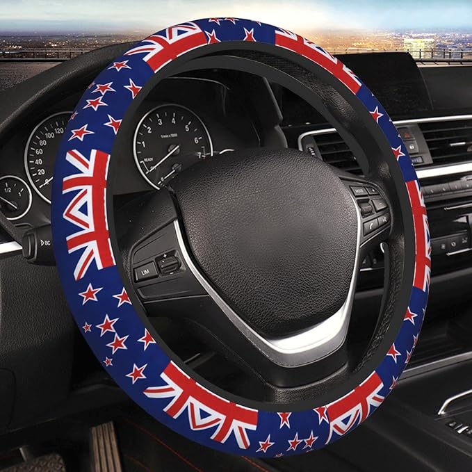 Flag-of-New-Zealanders Car Steering Wheel Cover, 15 Inch Steering Wheel Cover Stylish Decor for Most Cars
