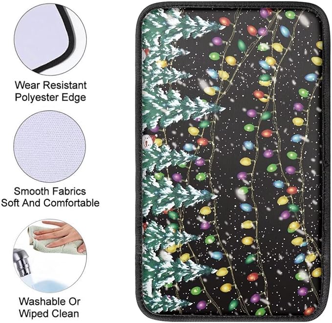 Mintutlipy Christmas Tree Lights Automotive Armrest Cushion Cover Car Accessories Car Center Console Seat Box Cover Easy to Clean Washable