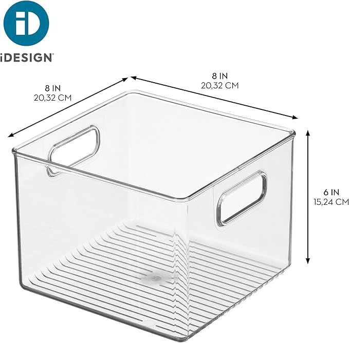 iDesign Pantry Storage Bin with Handles | Clear, For Kitchen Cabinets or Fridge, Made in USA