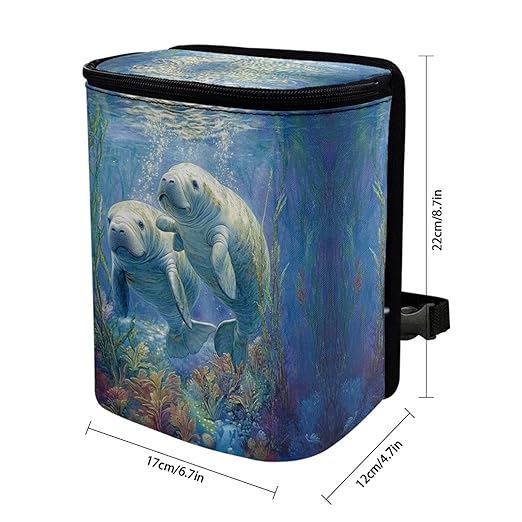 DISNIMO Ocean Manatee Car Trash Can Easy-to-Install Car Accessory Interior, Leak-Proof Car Garbage Can Bin Organizer Storage Bag for the Back Seat of Any Cars, Sedans, SUVs & Trucks