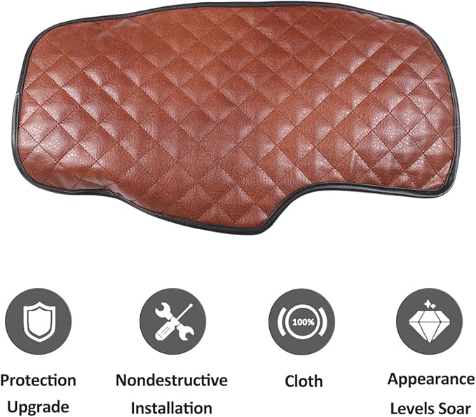 Car Center Console Pad for Chevrolet Corvette C6 2005-2013 Car Armrest Cover Leather Cushion Waterproof Auto Armrest Seat Box Protector Accessories (Leather) (Brown)