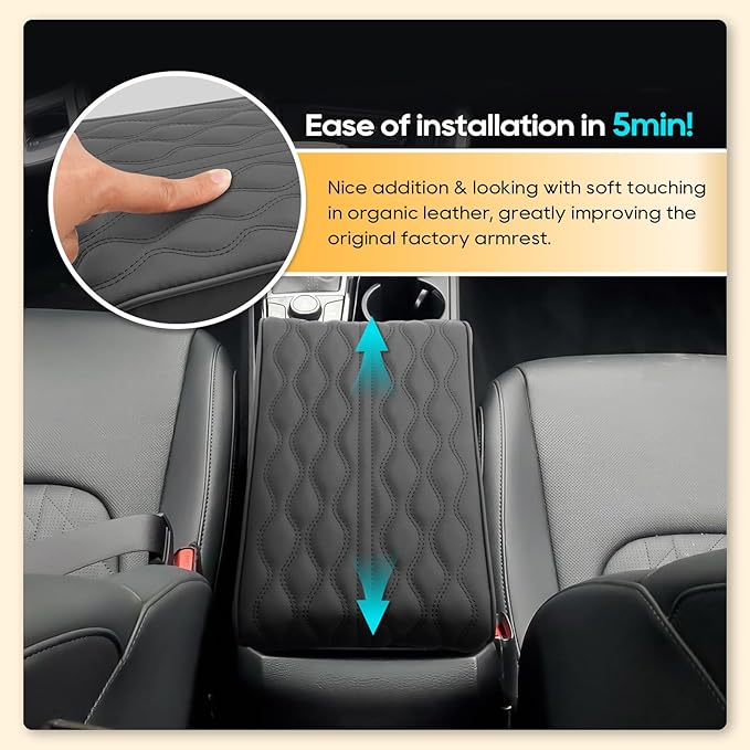 Armrest Cover for 2023-2026 Kia Sportage NQ5(LX/EX/X-Line/SX/SX Prestige/X-Pro/X-Pro Prestige) Kia Sportage NQ5 Accessories Center Console Cover Arm Rest Protector Middle Protector PU Leather,Non-Slip