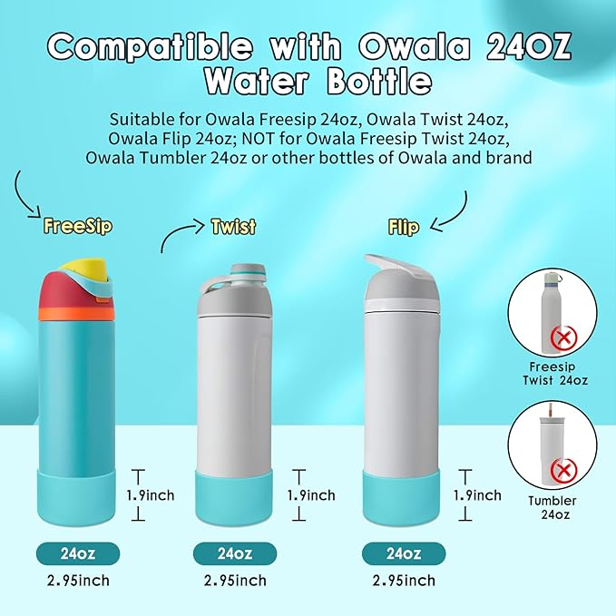 2PCS Silicone Water Bottle Boot, Compatible with Owala 24oz 32oz 40oz, Protective Anti-Scratch & Anti-Dent No Noise Sleeve Cover for FreeSip/Twist/Flip Water Bottles (Summer Sweetness, 24oz)