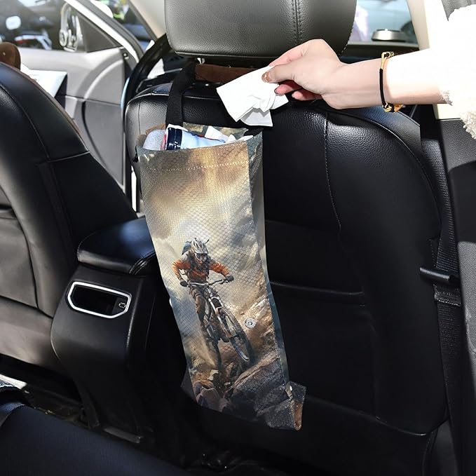 ALAZA Hanging Car Trash Bags Garbage Bag Trash Can for Back Seat Small Mountain Cycling Washable Storage Bag Retractable 2 Pack