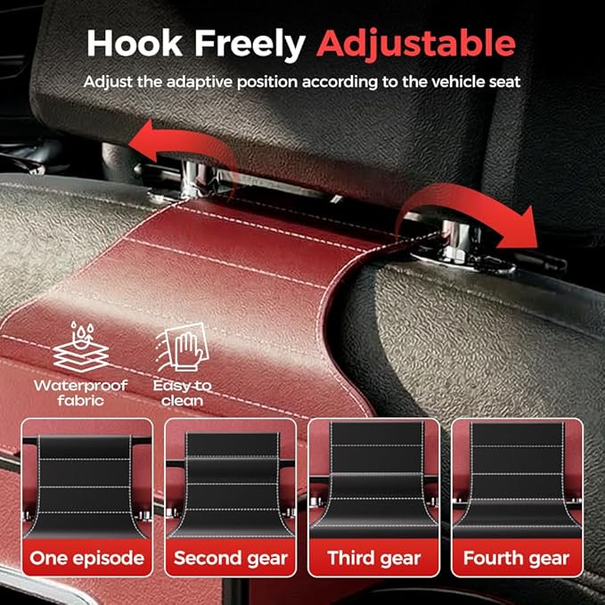 Back Seat Car Organizer,3 in 1 Car Backseat Storage Box with Cup Holder,Tissue Box,Trash Bin&Hooks,Multifunctional Waterproof Storage for Hold Phones Snacks Drinks Handbags (1, A-Orange)