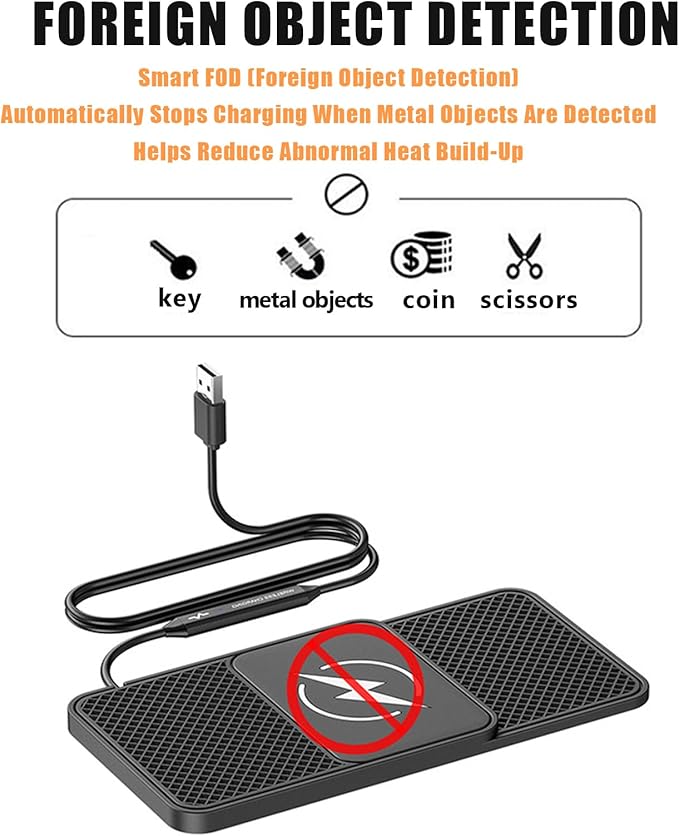 Wireless Car Phone Charger for Tesla Cybertruck Semi, Type C/USB 20W Fast Charging Pad, Non-Slip Charging Station for Travel Home Office Desk, Lightweight, USB