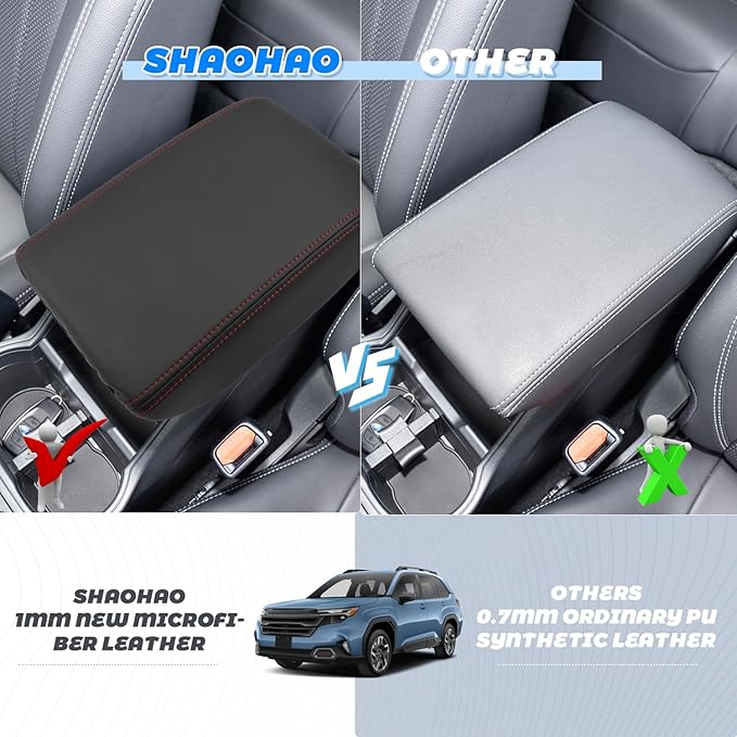 SHAOHAO for 2025 Subaru Forester Center Console Cover for 2025 Subaru Forester Accessories (Base/Premium/Sport/Limited/Touring) Car Armrest Cover Anti-Scratch Middle Lid Leather Cover