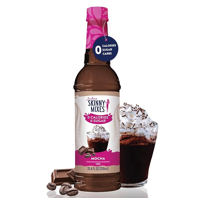 Jordan's Skinny Mixes Sugar Free Coffee Syrup, Mocha Coffee Flavoring Syrup, Zero Calorie Drink Mix, Lattes, Baking, Protein Shake or Cocktail, Dairy & Gluten Free, Kosher, 25.4 Fl Oz