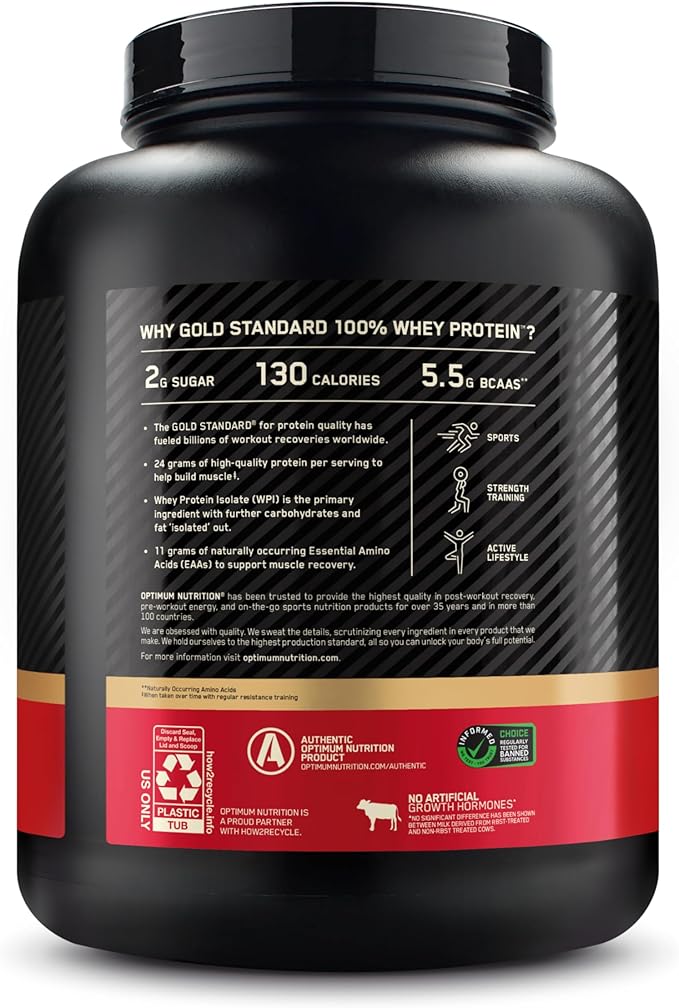 Optimum Nutrition Gold Standard 100% Whey Protein Powder, Banana Cream, 5 Pound (Packaging May Vary)