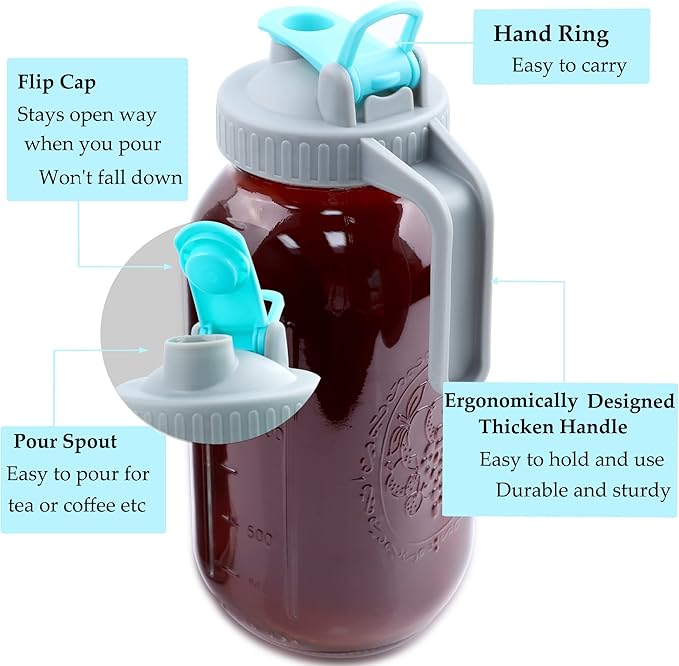 GMSWEET Mason Jar Cold Brew Coffee Maker 32 OZ Wide Mouth Cold Brew Pitcher With Brewer Filter For Coffee, Iced Tea, Sun Tea, Lemonade