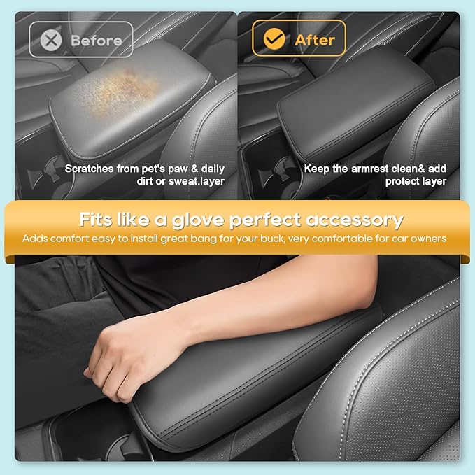 Armrest Cover for 2026 Outback (Premium/Limited/Limited XT/Wilderness/Touring) Subaru Outback Accessories Center Console Cover Arm Rest Protector Middle Lid Pad Protector PU Leather,Anti-Scratch