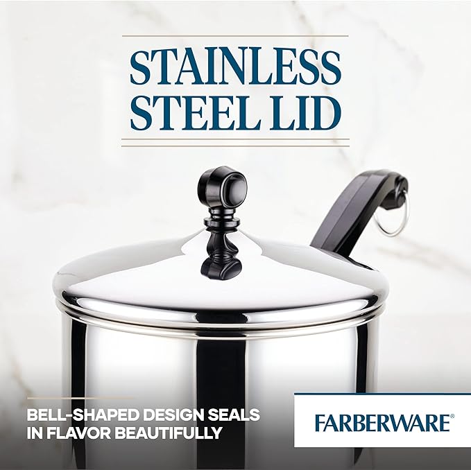 Farberware Classic Series Stainless Steel Sauce Pan with Lid, 2-Quart, Sauce Pans for the Kitchen, Silver
