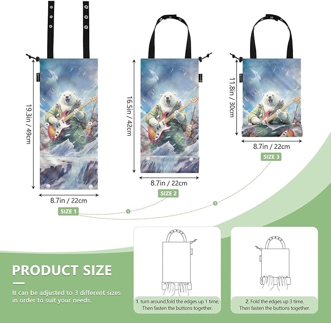 ALAZA Hanging Car Trash Bags Garbage Bag Trash Can for Back Seat Small Bear Music Washable Storage Bag Retractable 2 Pack