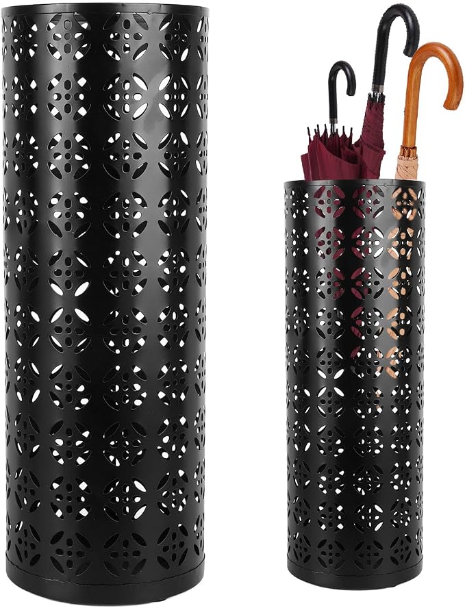 Round Umbrella Organizer Bin, Freestanding Metal Umbrella Holder Umbrella Stand Rack for Entryway, Canes Walking Sticks Holder Rain Collection for Home, Office (M 100x70cm / 39.37x27.56in)