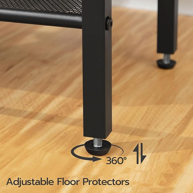 HOOBRO Side Tables Set of 2 with Charging Station and USB Port, Small End Tables for Small Space, 3-Tier Nightstands with Adjustable Shelf, for Living Room, Bedroom, Black BB112BZP201