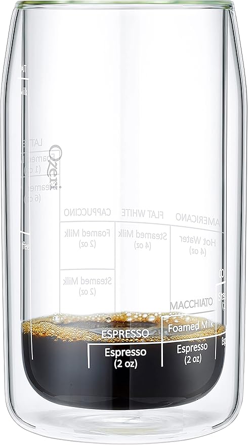Ozeri Moderna Artisan Series Double Wall Barista Coffee Glass, 15 oz, Clear