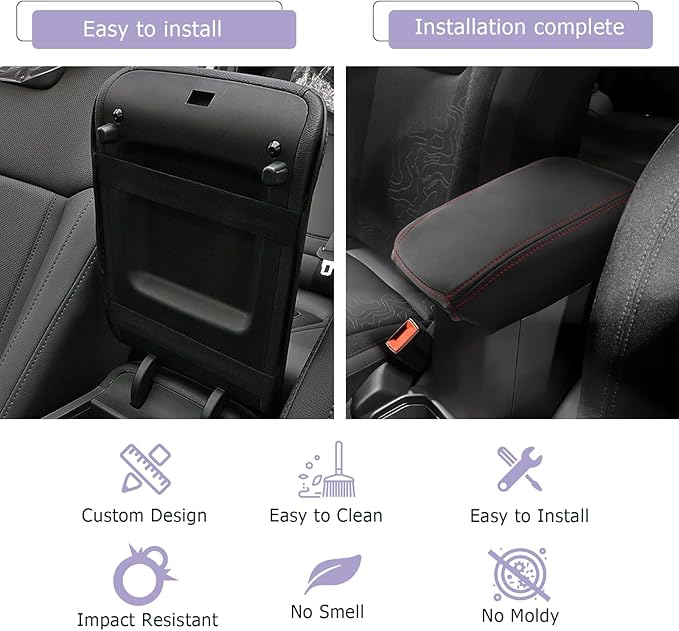 LUWU Renegade Center Console Cover Compatible with 2015-2021 2022 2023 Renegade Accessories Armrest Console Cover Soft Leather,Red Line