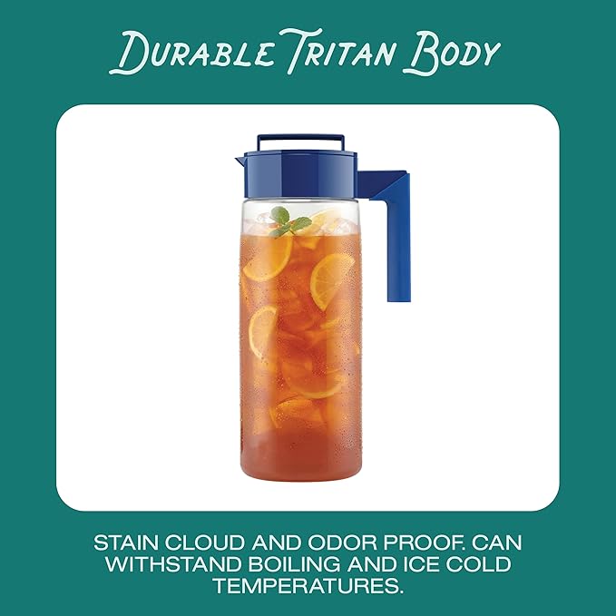 Takeya Airtight Pitcher - Everyday-Use Airtight Pitcher for Iced Tea & More - Clear Pitcher with Lid - Lightweight Kitchen Essential - Spill-Proof & Durable Kitchenware - 2 Quart, Raspberry