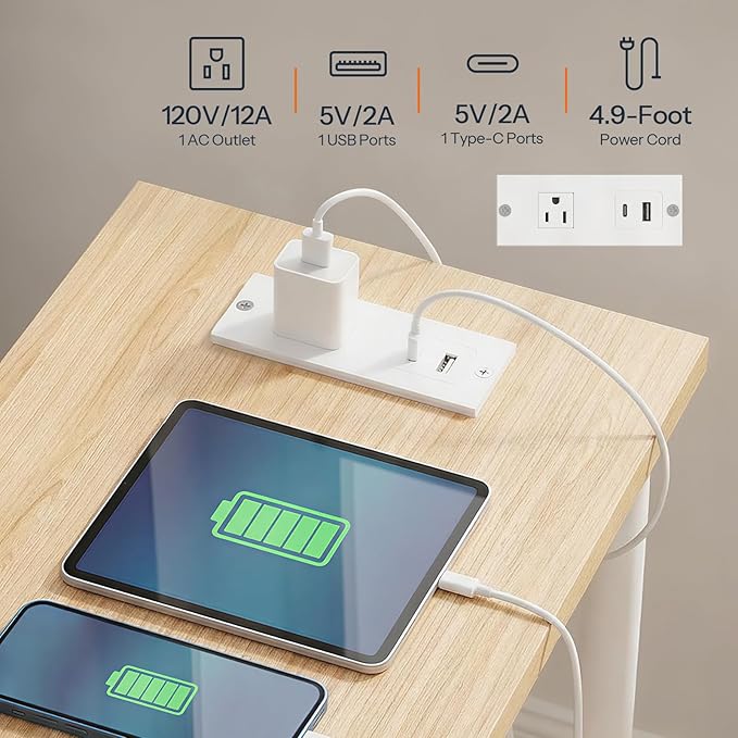 HOOBRO Side Table with Charging Station, Set of 2 End Tables with USB Port and Outlets, Nightstand with 2-Layer Storage Shelves for Small Spaces, Living Room, Bedroom, Natural and White WN09UBZP201
