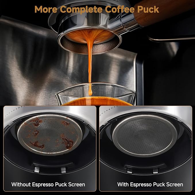 2 Pieces Espresso Puck Screen,Metal Coffee Filter,1.0mm & 1.7mm Thickness 150μm - 316 Stainless Steel,Reusable Barista Espresso Filters for Espresso 53.5mm Portafilter Filter Basket