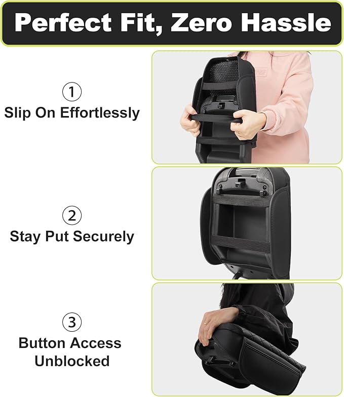 Center Console Armrest Cover for Kia Sportage 2023 2024 2025 2026 Accessories Arm Rest Lid Pad with Side Pockets, Black Faux Leather