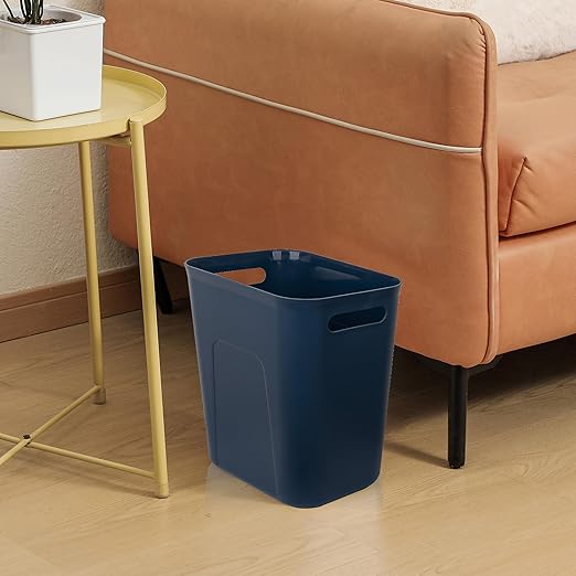 UUJOLY Plastic Small Trash Can Wastebasket, Garbage Container Basket for Bathrooms, Laundry Room, Kitchens, Offices, Kids Rooms, Dorms, 3.5 Gallon, Navy Blue