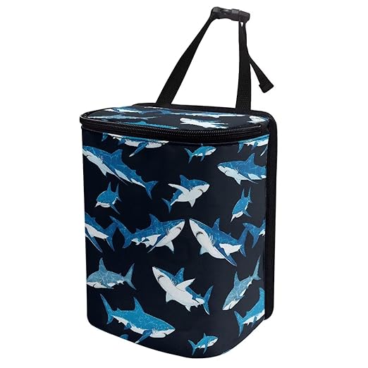 Sea Shark Pattern Cars Trash Bin Collapsible Car Organizers and Storage for Front Seat Multipurpose Trash Bag Automotive Garbage Can Cars Accessories Interior Sedan Organizer