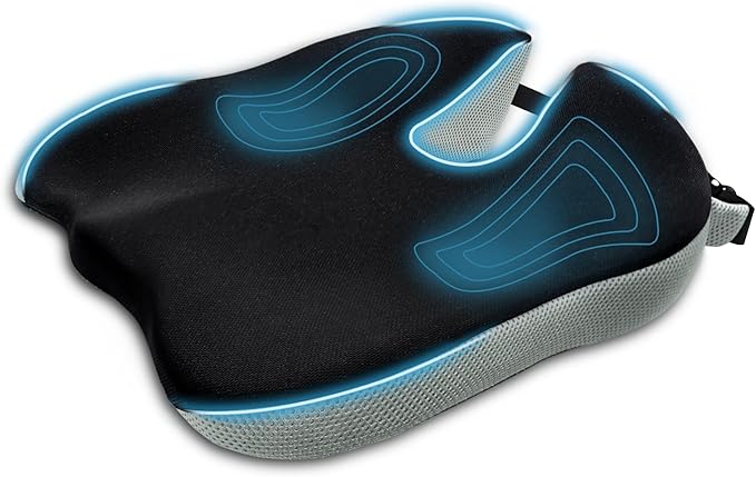 Seat Cushion for Office Chair, Wedge Car Seat Cushion, Memory Foam Truck Seat Cushion for Sciatica Tailbone Pain Relief, Long Driving, Coccyx