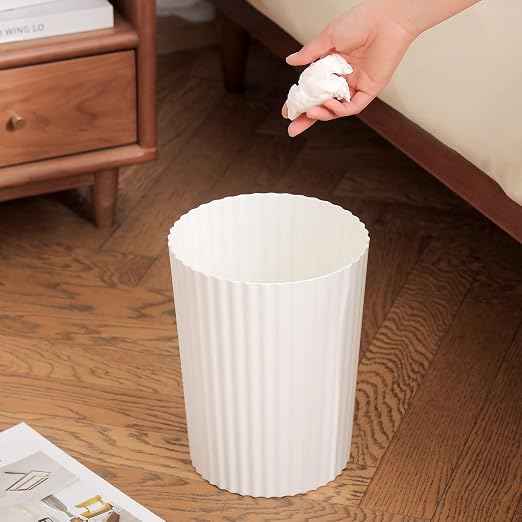 JiatuA Small Trash Can Plastic Wastebasket Round Garbage Container Bin for Bathroom, Kitchen, Bedroom, Home Office, College Dorm, White 4 Pack