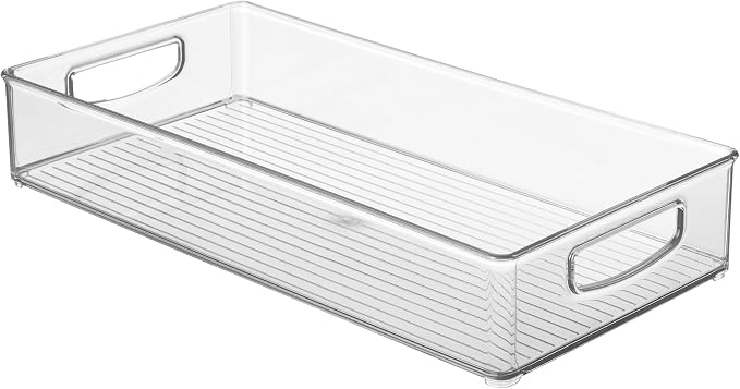 iDesign Stackable Clear Plastic Extra Long Pantry Organizers and Cabinet Storage Bins for Kitchen
