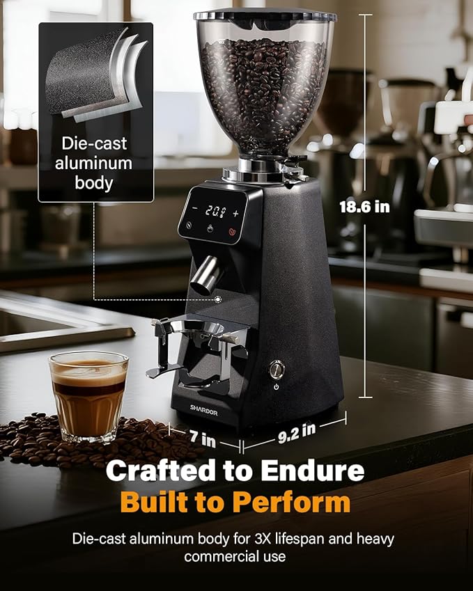 SHARDOR 64mm Burr Coffee Grinder, Electric Espresso Coffee Grinders for Home Use with Commercial-Grade Precision, 100 Grind Settings, Die-Cast Aluminum Housing, 17.6oz Hopper, Anti-Static Technology
