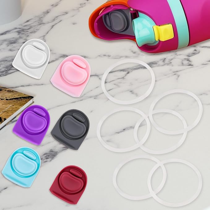 6 Sets Replacement Stopper and O Ring Gasket Compatible with Owala FreeSip 24oz 32oz,Water Bottle Lid Insert Cap Rubber Seal Parts for Owala 16/19/24/32/40oz Mouthpiece Accessories F6